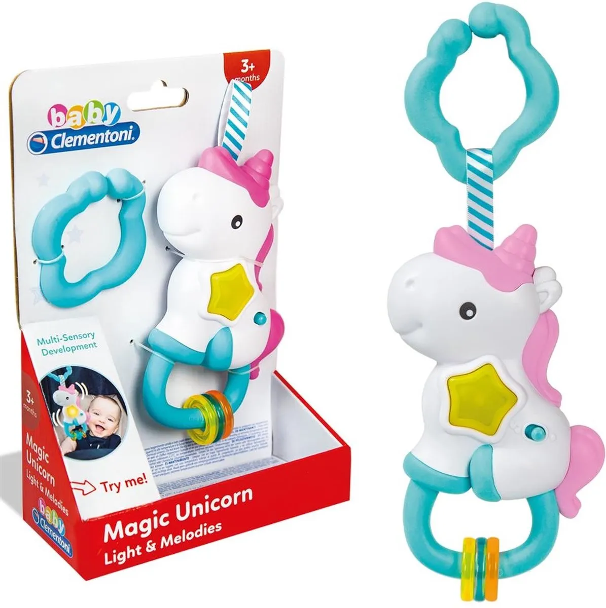 Clementoni Baby Elektronische Eenhoorn Rammelaar - vanaf 3 maanden - afbeelding 6 van 6