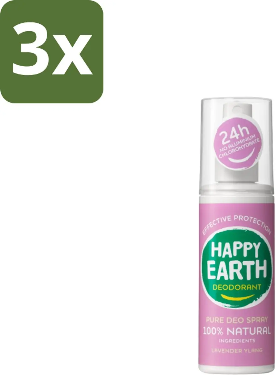 Happy Earth Deodorant Spray Lavender Ylang 300ml (3x100ml)