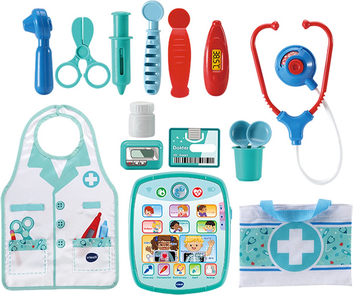 VTech Verzorg & Leer Speelgoeddoktersset - Educatief Speelgoed - Inclusief 15 accessoires - Met Gezongen Liedjes