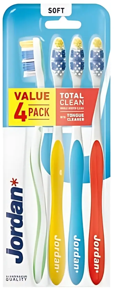 Jordan Tandenborstel Total Clean Soft 4-pack - 8 Stuks - Multicolor