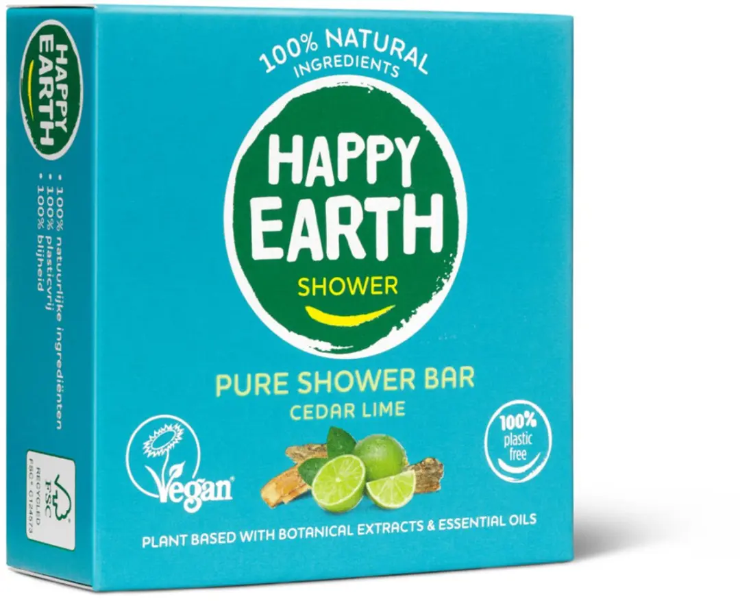 Happy Earth Shower Bar Cedar Lime - 15 Stuks