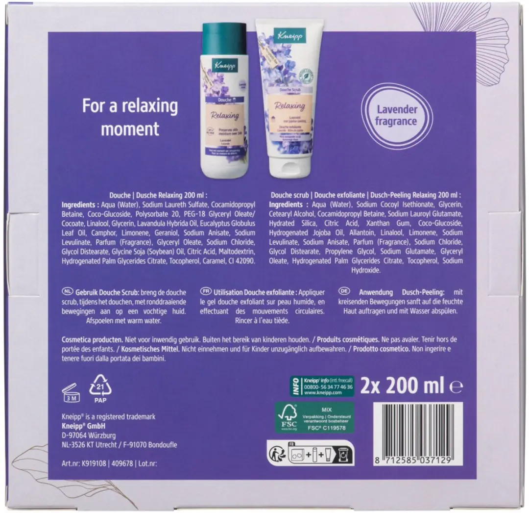 Kneipp Relaxing Favourites Geschenkset Douchegel - 2000ml - 5x4