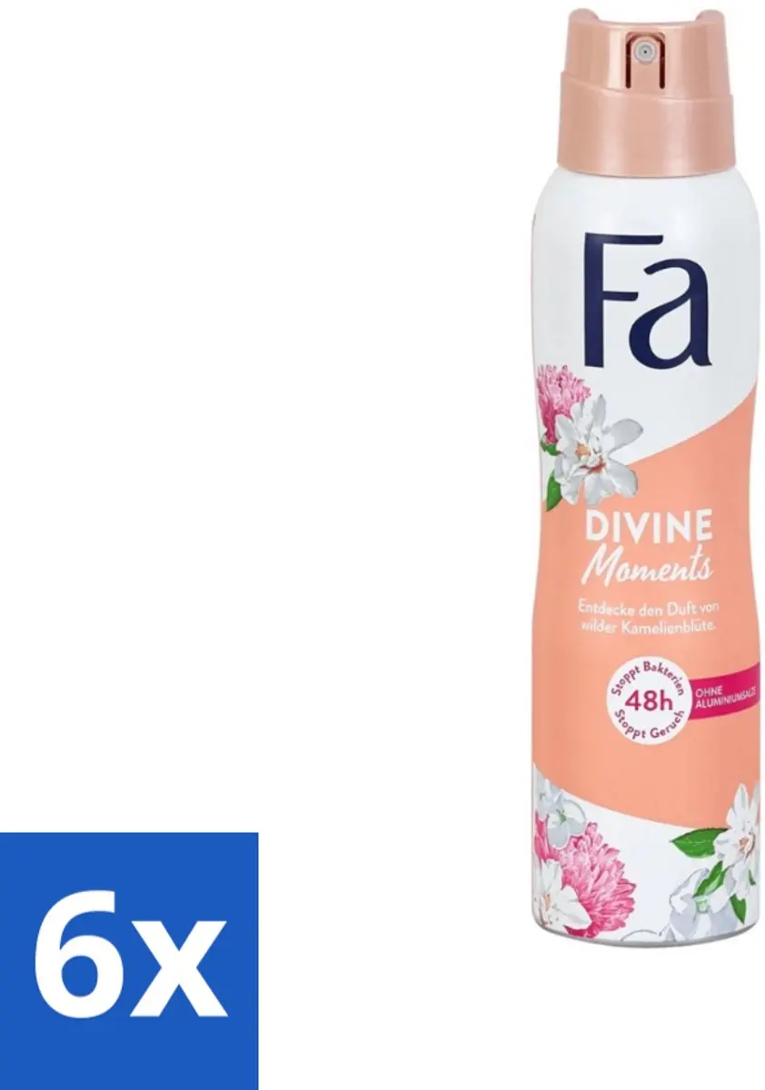 Fa Divine Moments Deodorant Spray Wilde Cameliabloesem 150ml - 6 Stuks