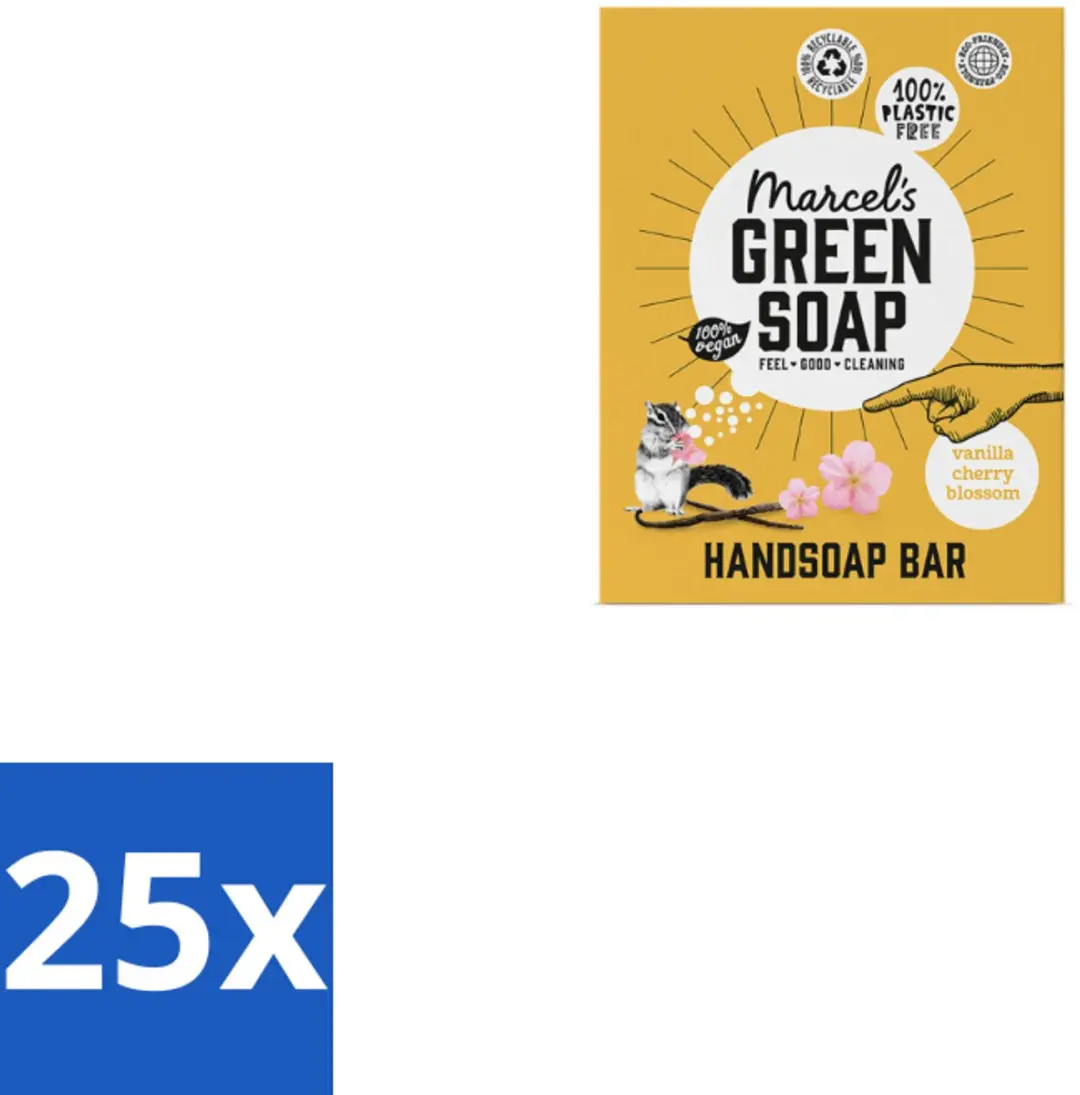 Marcel's Green Soap Handzeep Bar Vanille & Cherry Blossom 90g - 25 Stuks