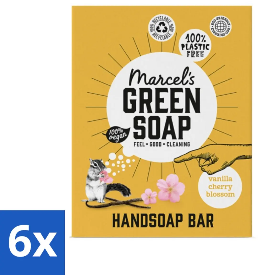 Marcel's Green Soap Handzeep Bar Vanille & Cherry Blossom - 6 Stuks