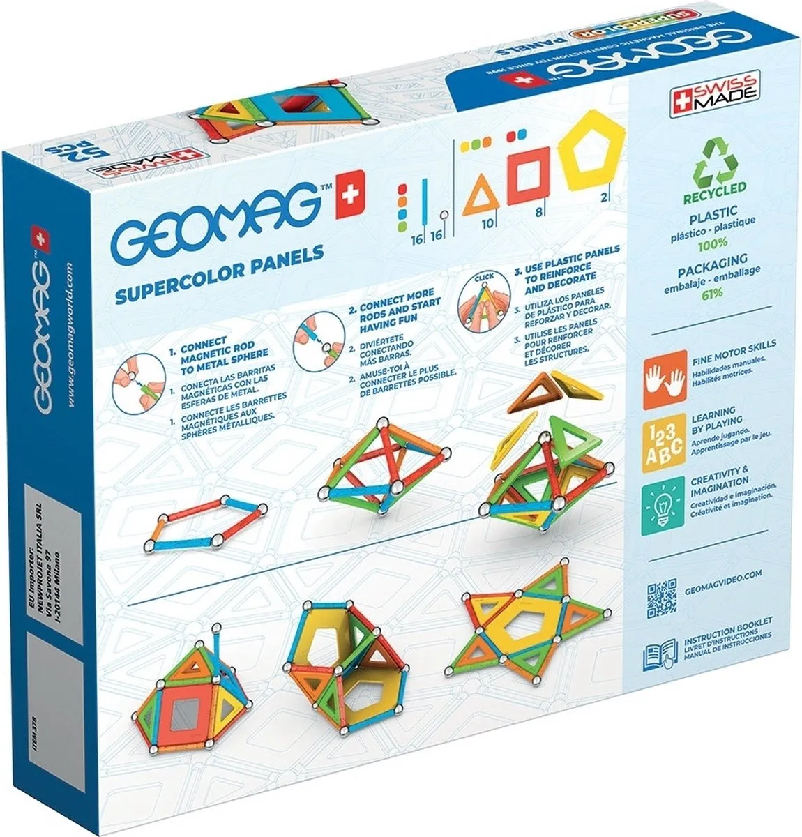 Geomag Supercolor Panels Constructor 52-delig - Multikleur