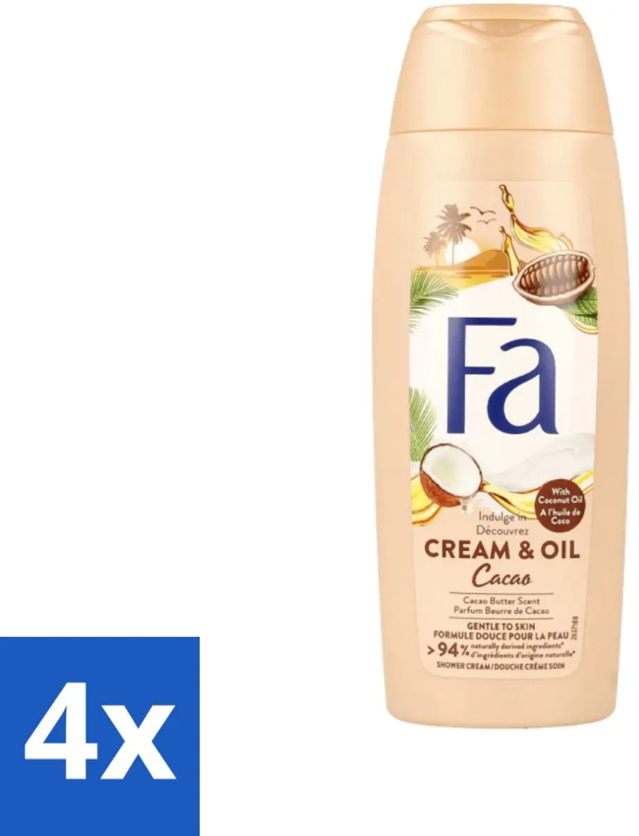 Fa Douchecrème Room & Olie Kokosnuss Kakaoboter 1000ml - 4 Stuks