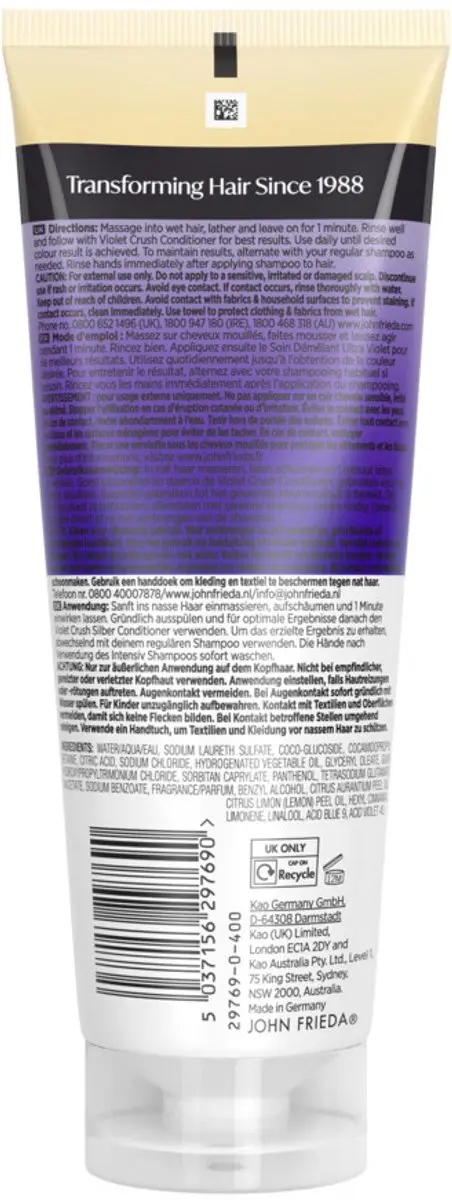 John Frieda Violet Crush Intensieve Paarse Shampoo