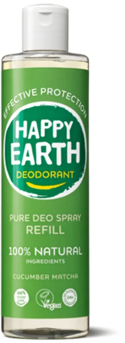 Happy Earth Deodorant Spray Navulling Cucumber Matcha 300ml - 12 Stuks