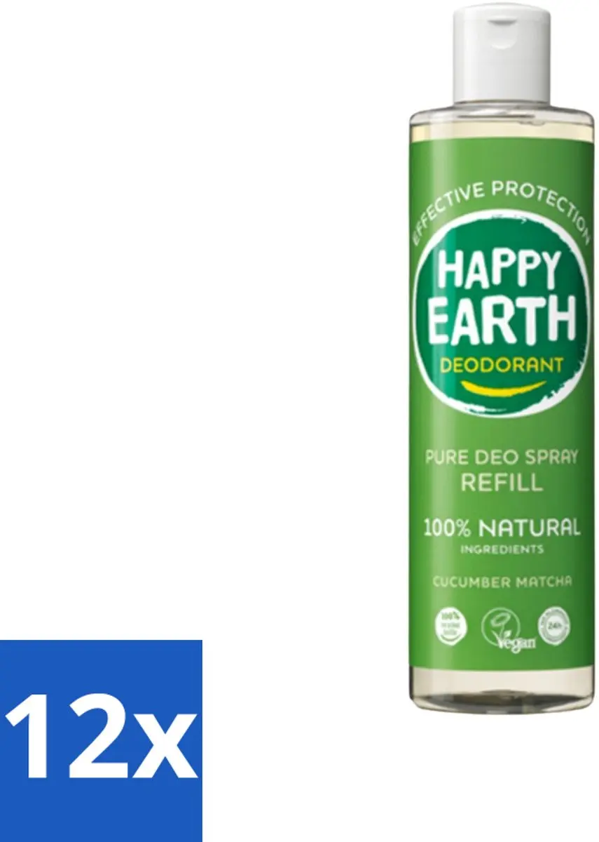 Happy Earth Deodorant Spray Navulling Cucumber Matcha 300ml