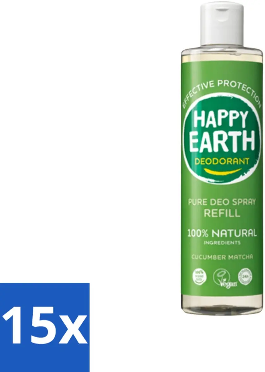Happy Earth Deodorant Spray Navulling Cucumber Matcha 300ml