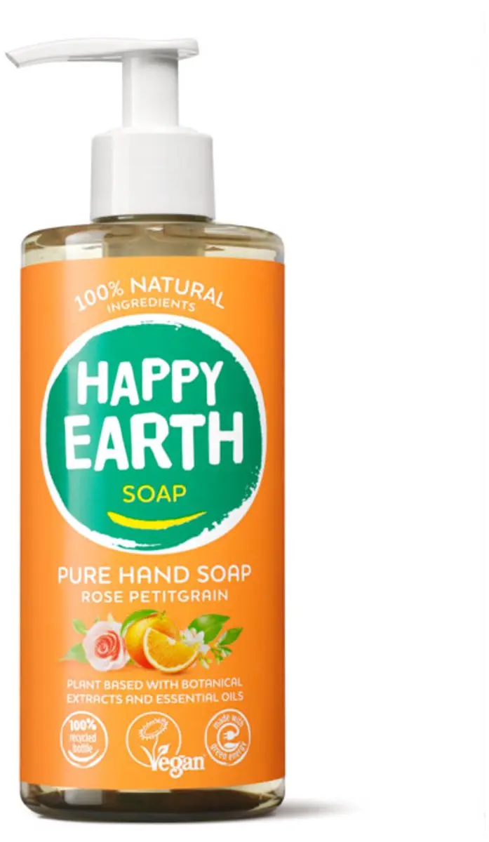Happy Earth Handzeep Rose Petitgrain 300ml - 20 Stuks