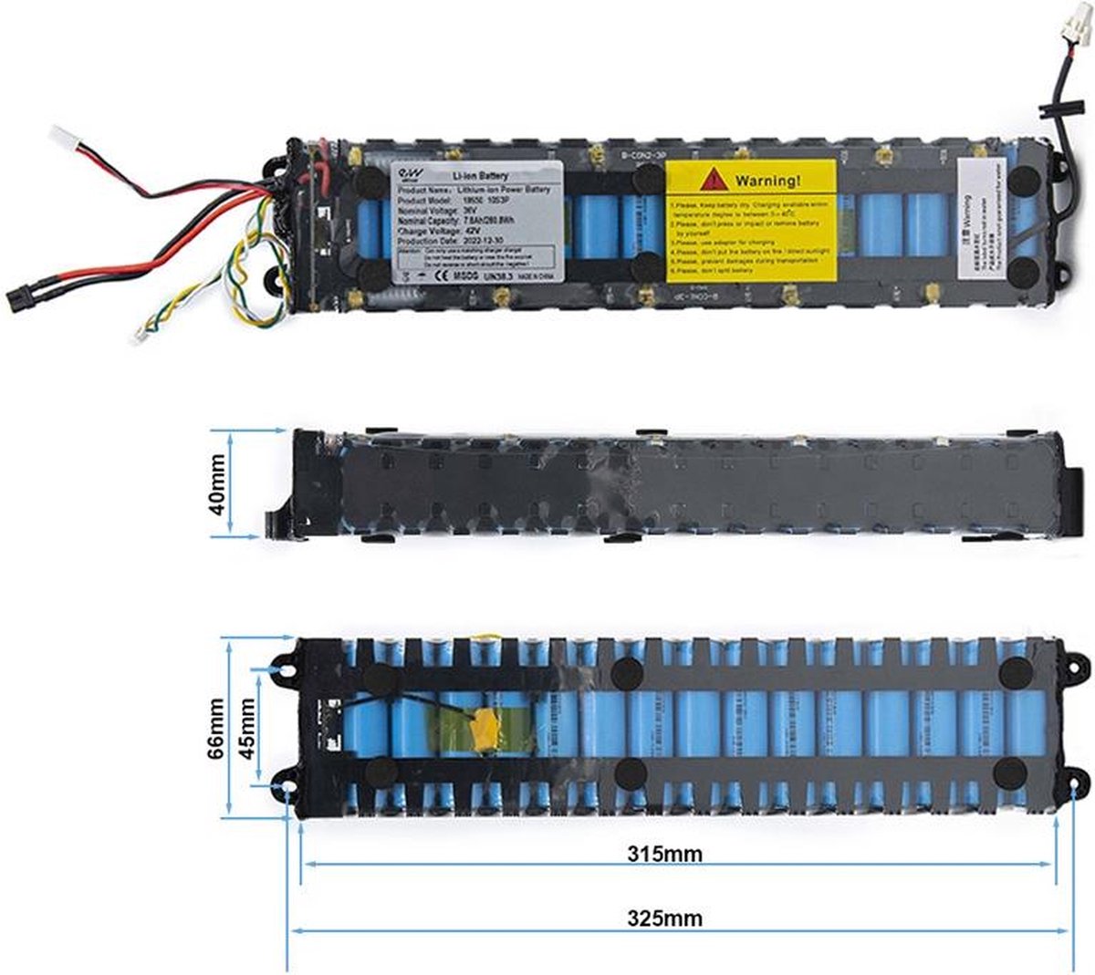 Xiaomi Batterij voor Elektrische Step - 36V 7.8Ah - M365/1S/ESSENTIAL/MI3