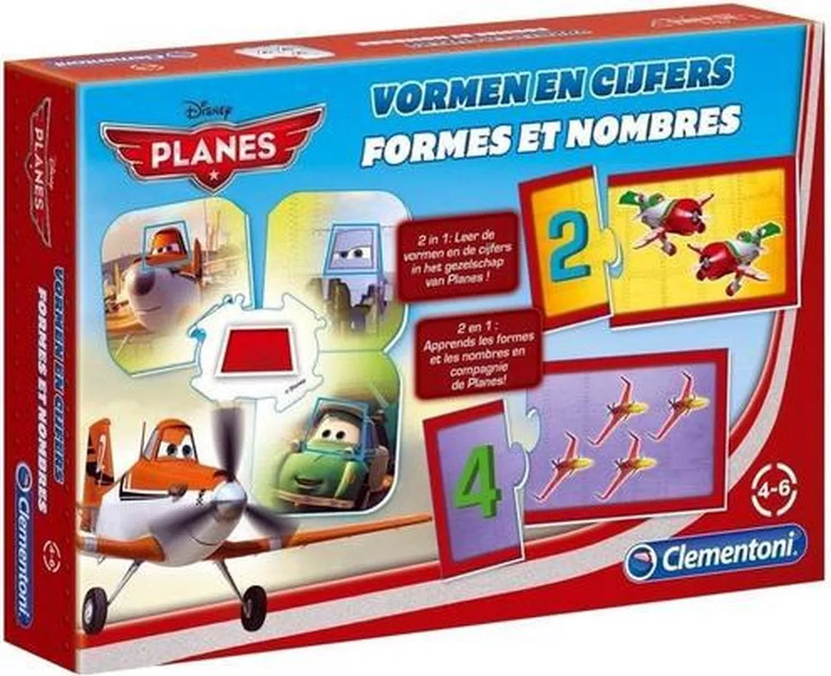 Clementoni Vormen en Cijfers Planes Puzzle 42 Stuks - Multicolor