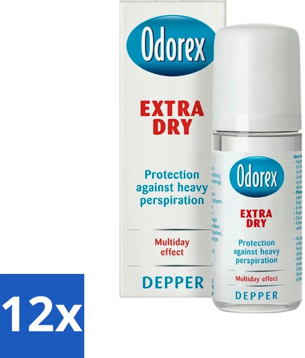 Odorex Depper Deodorant Roller Extra Dry 50ml - 12 Stuks