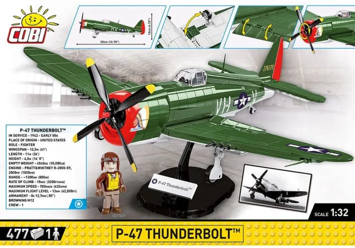Cobi P-47 Bliksemschicht COBI-5737 - 477 Onderdelen - Meerkleurig - afbeelding 6 van 6
