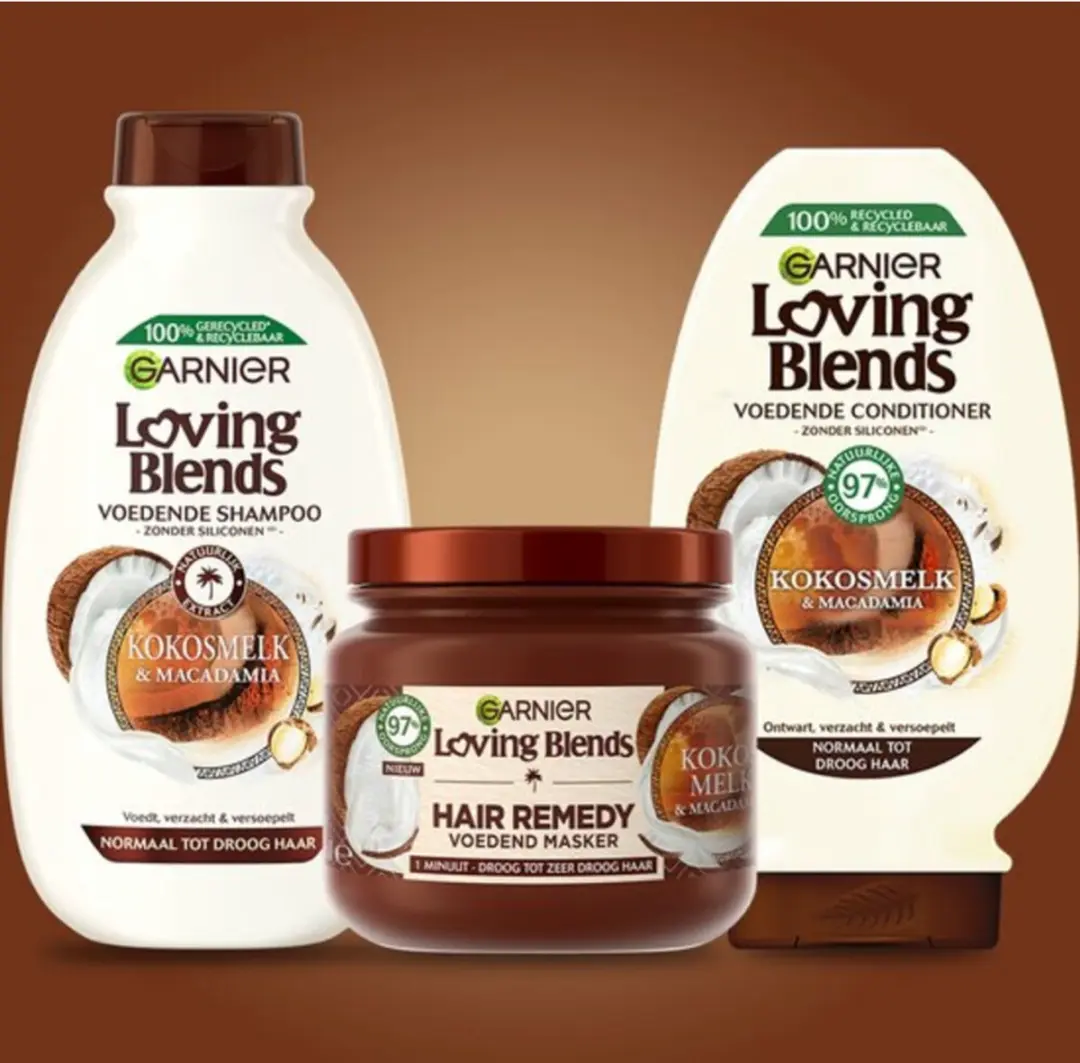Garnier Loving Blends Kokosmelk & Macadamia Shampoo 4x300ml