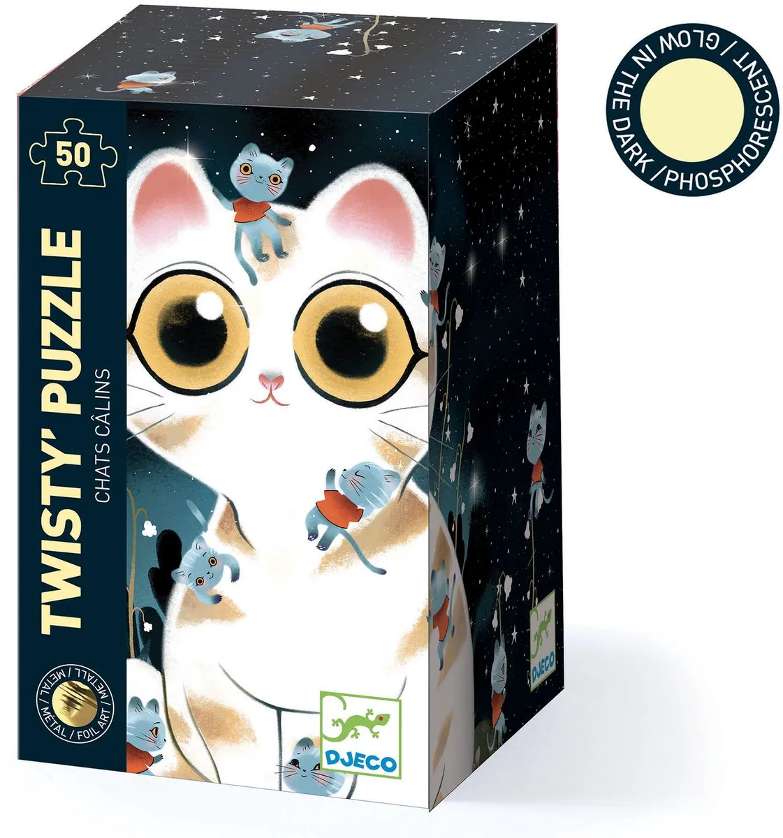 Djeco Fluorescerende Katten Puzzel 50 Stuks - FSC Karton