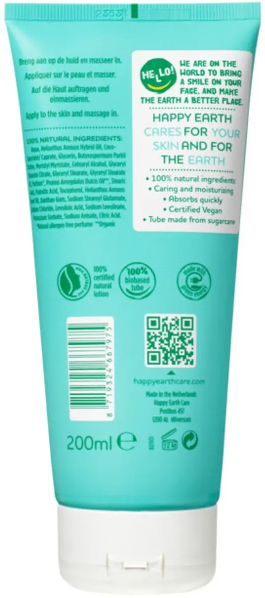 Happy Earth Bodylotion 200ml - 15 Stuks