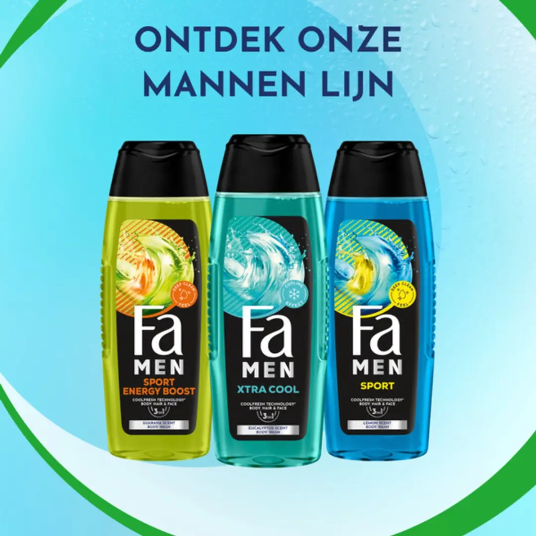 Fa Men Extreme Cool Douchegel & Shampoo 1000ml - 4x250ml
