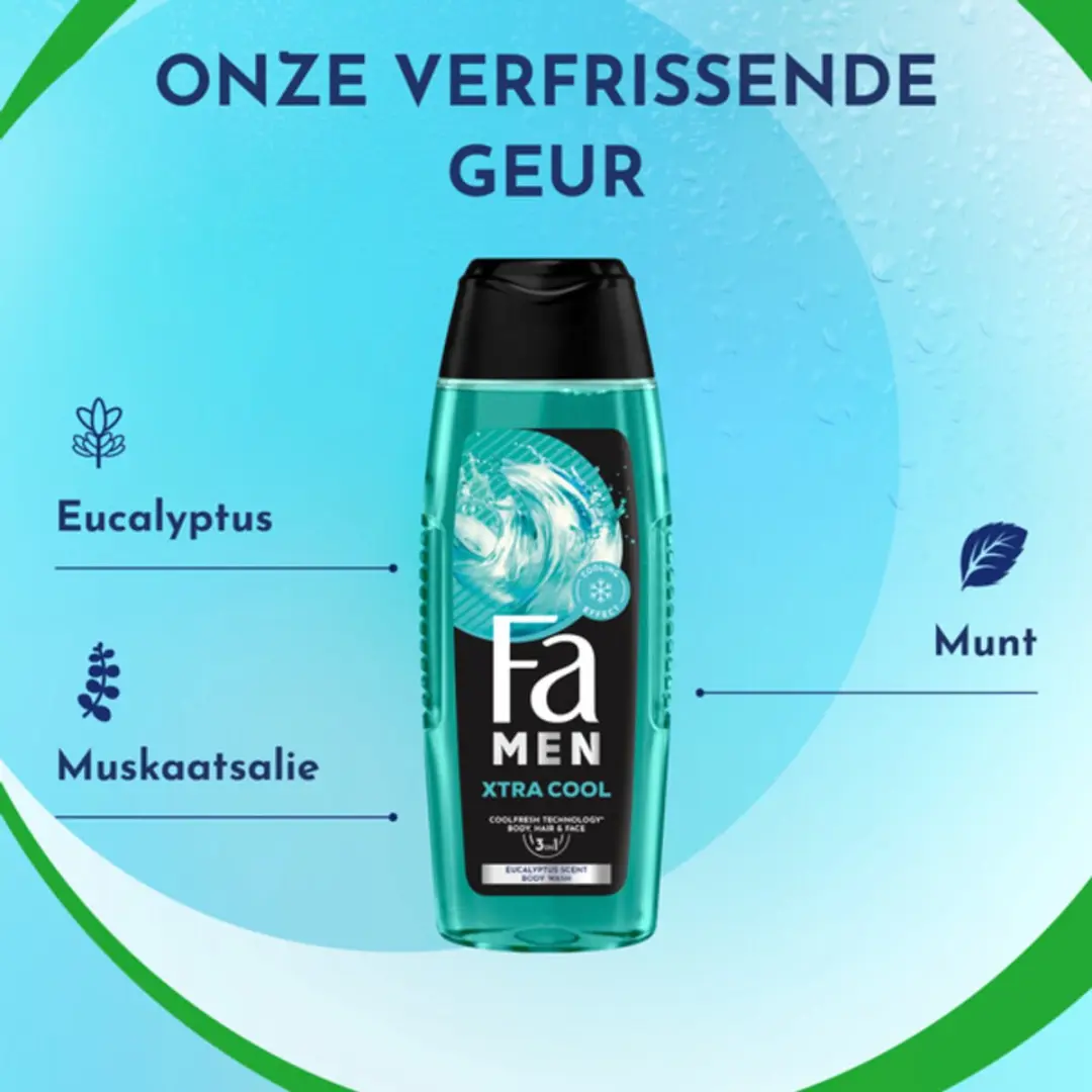 Fa Men Extreme Cool Douchegel & Shampoo 1000ml - 4x250ml