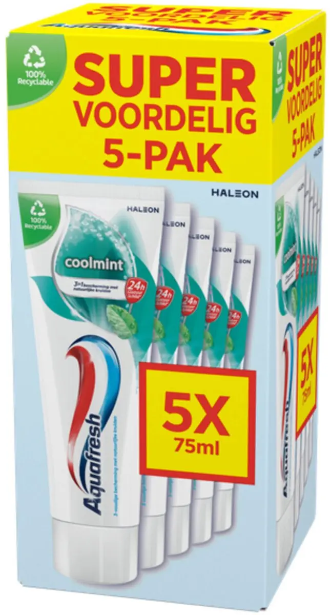 Aquafresh Coolmint Tandpasta - 2250ml - 5 Tubes
