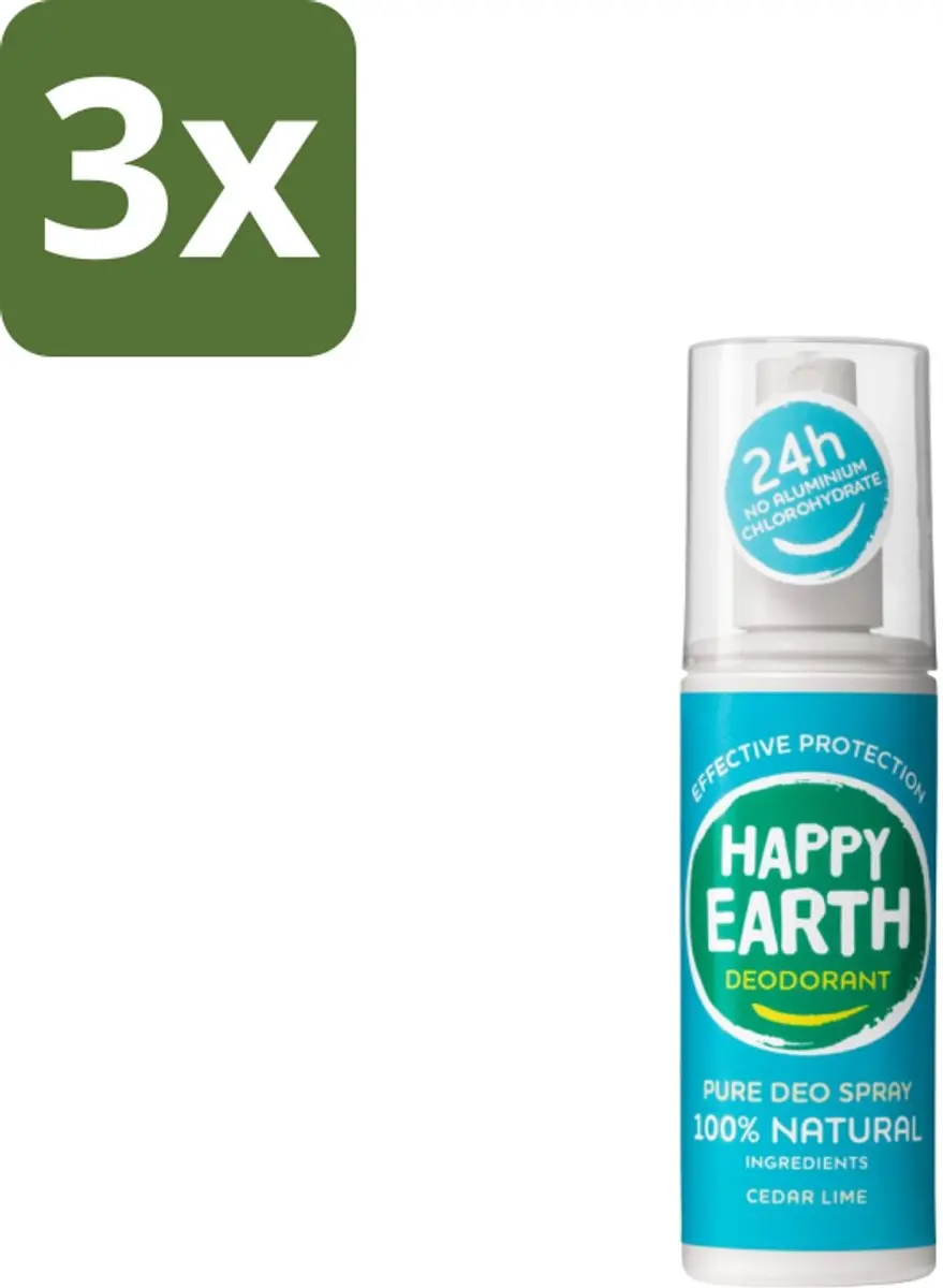 Happy Earth Deodorant Spray Cedar Lime 100ml