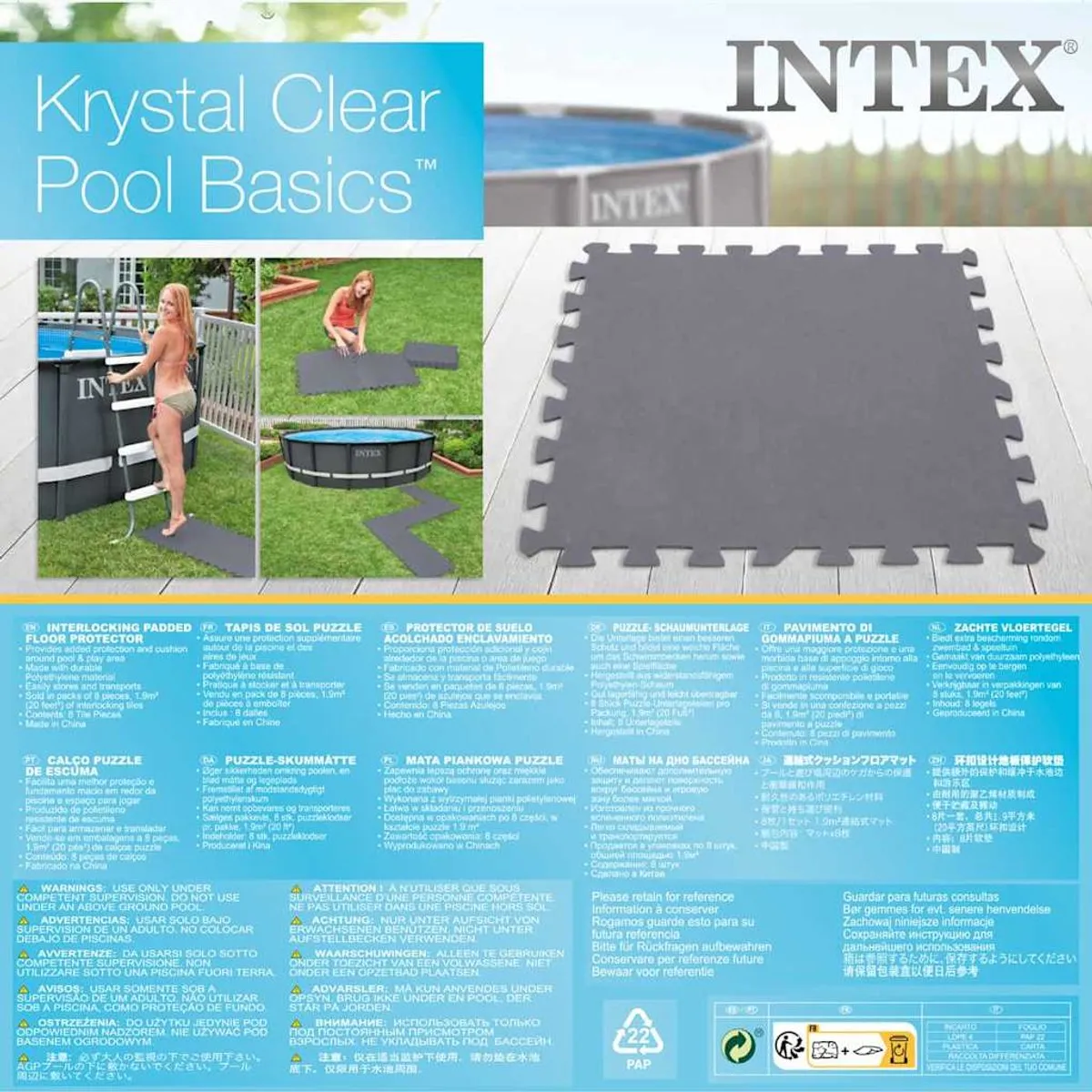Intex Vloertegels 50x50cm - 8 Stuks - Grijs - afbeelding 6 van 6