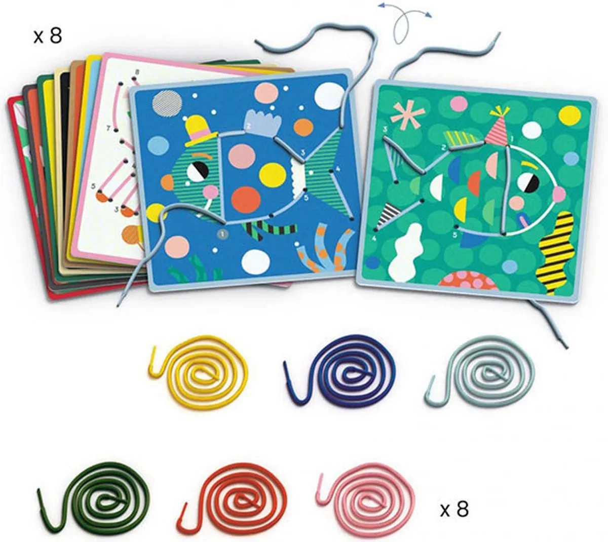 Djeco Dot-to-Dot Rijgkaarten DJ08326 - 8 Stuks - Multi Color - afbeelding 3 van 3