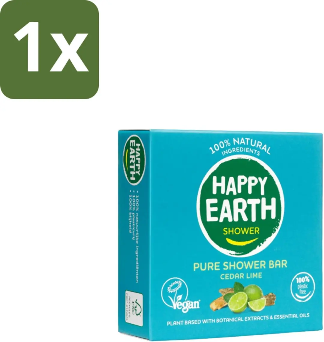 Happy Earth Shower Bar Cedar Lime 90g