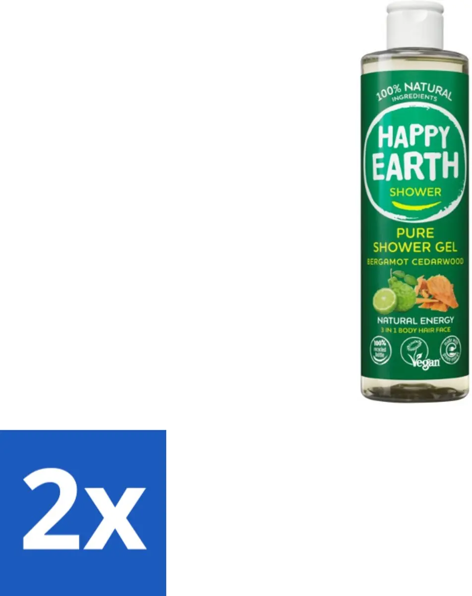 Happy Earth Douchegel Bergamot Cedarwood 300ml