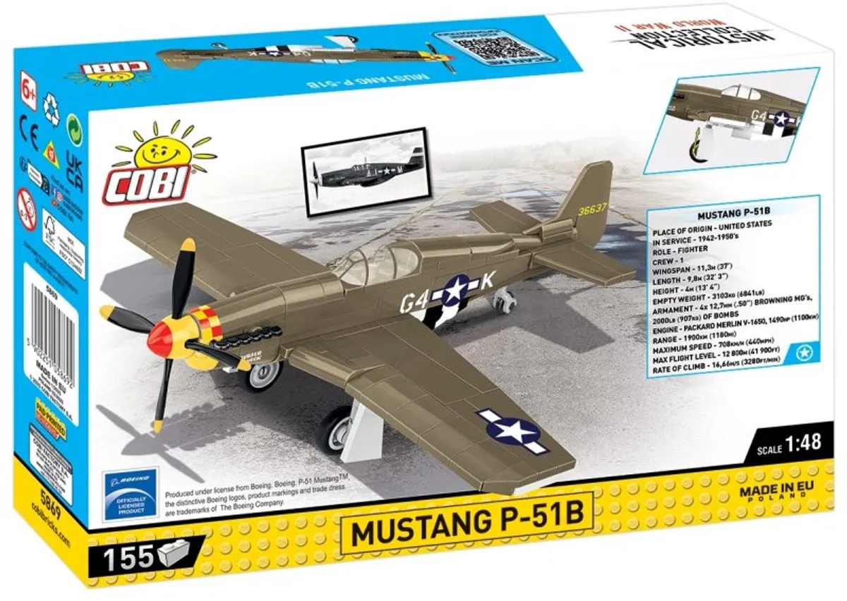 Cobi Mustang P-51B Bouwmodel 1:48 - 155 Onderdelen - Meerkleurig