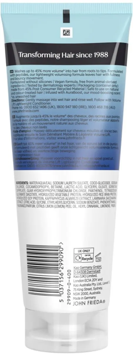 John Frieda Volume Lift Shampoo 3x250ml