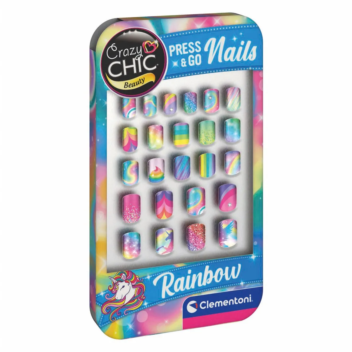 Clementoni Cazy Chic Press & Go Nails Kunstnagels - 24 Stuks - Rainbow