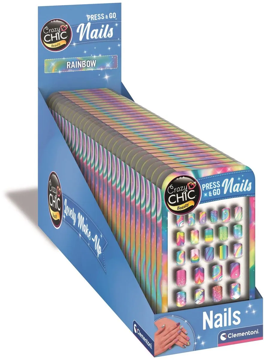 Clementoni Cazy Chic Press & Go Nails Kunstnagels - 24 Stuks - Rainbow