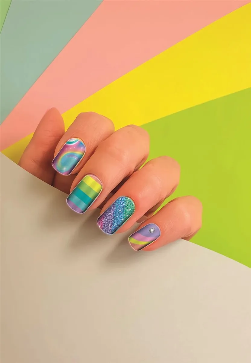 Clementoni Cazy Chic Press & Go Nails Kunstnagels - 24 Stuks - Rainbow