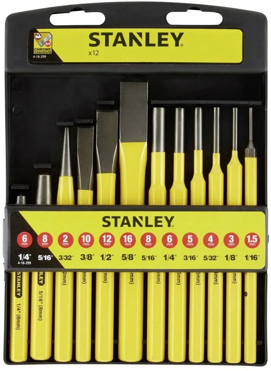 Stanley Koudbeitel- en Drevelset 4-18-299 - 12 Stuks