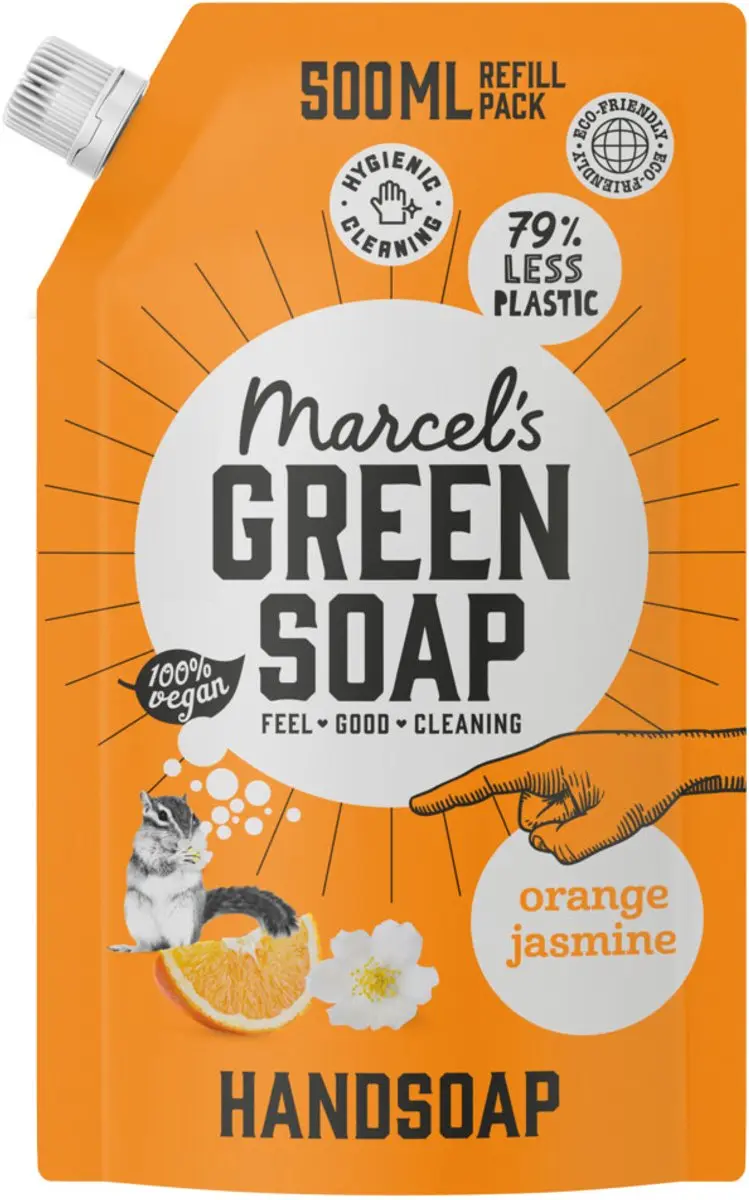 Marcel's Green Soap Handzeep Navulling Sinaasappel & Jasmijn 500ml - 2 Stuks