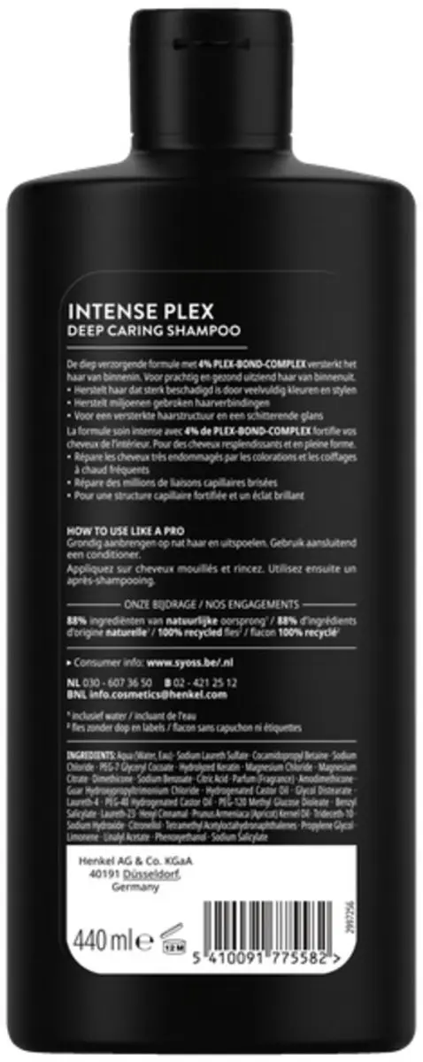 SYOSS Plex Shampoo Langdurige Styling 440ml - 20 Stuks