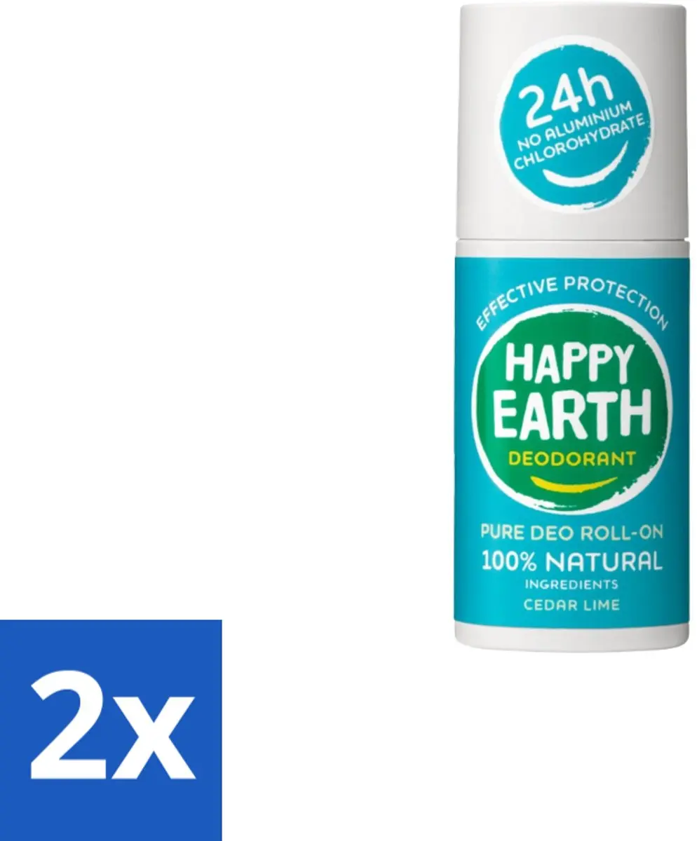 Happy Earth Deodorant Roll-On Cedar Lime 75ml