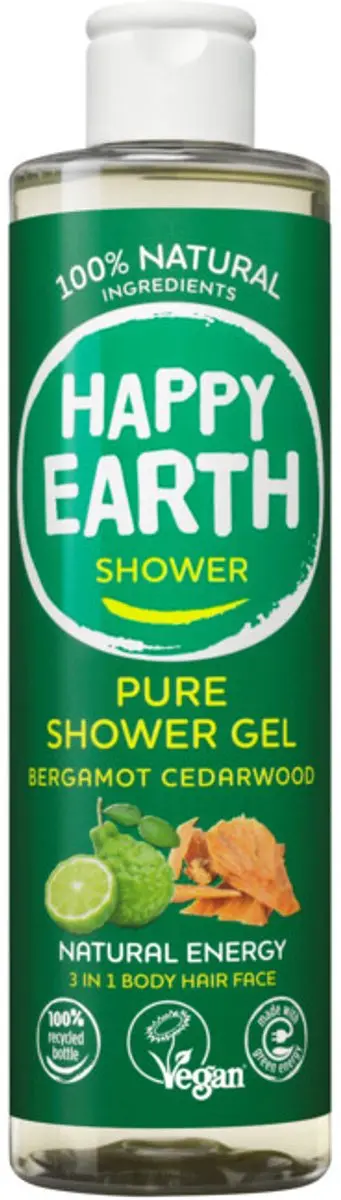 Happy Earth Bergamot Cedarwood Douchegel 300ml - 24 Stuks
