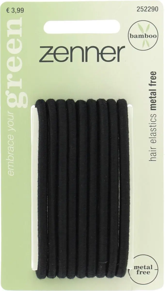 Zenner Haarelastiekjes Bamboe Zwart - 9 Stuks