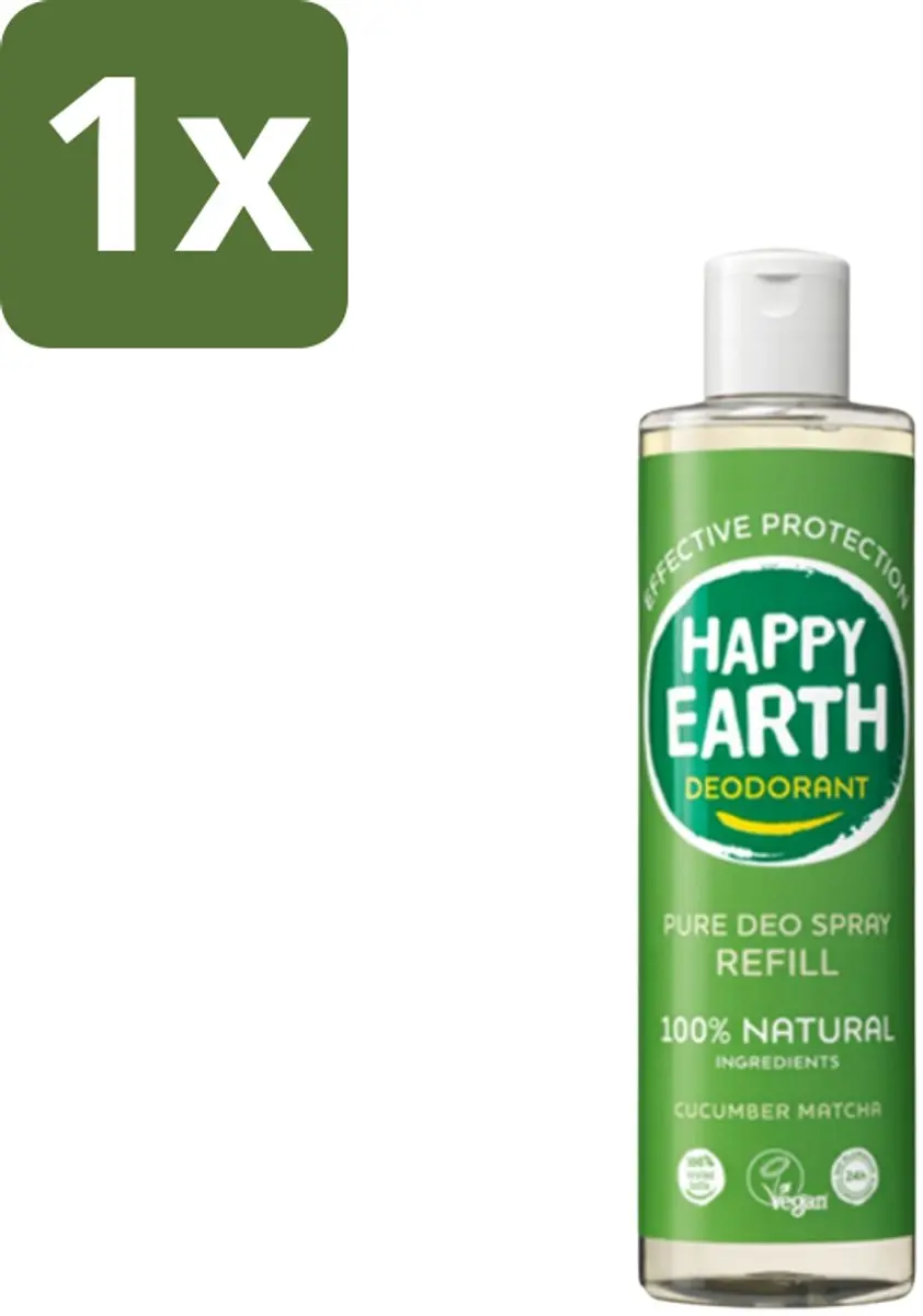 Happy Earth Deodorant Spray Navulling Cucumber Matcha 300ml