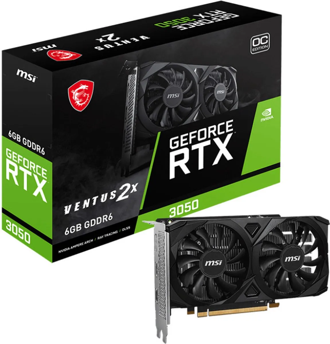 MSI GeForce RTX 3050 Ventus 2X E 6G OC Videokaart - 6GB GDDR6