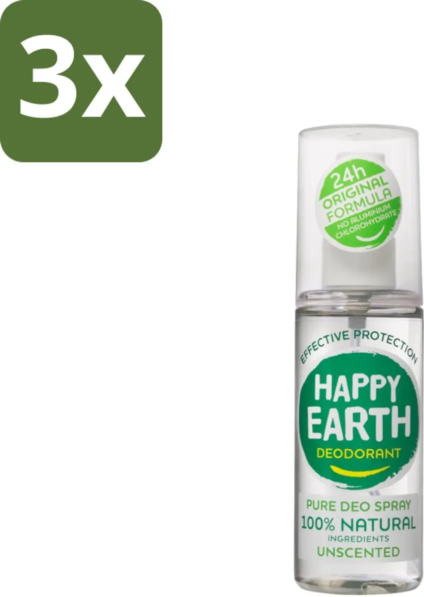 Happy Earth Deodorant Spray Unscented 100ml