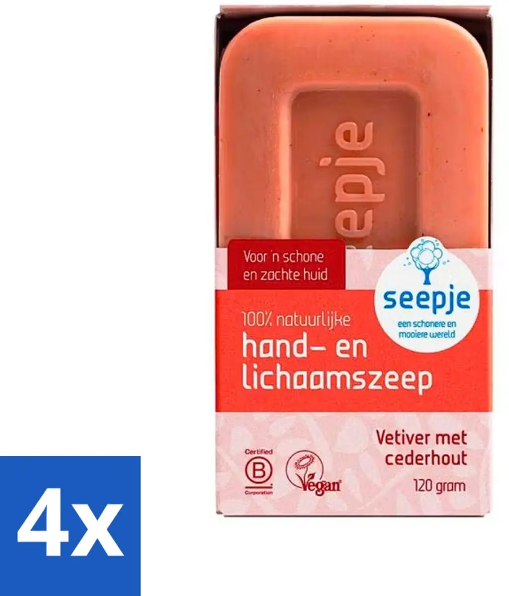 Seepje Vetiver met Cederhout Handzeep 480g - 4 Stuks