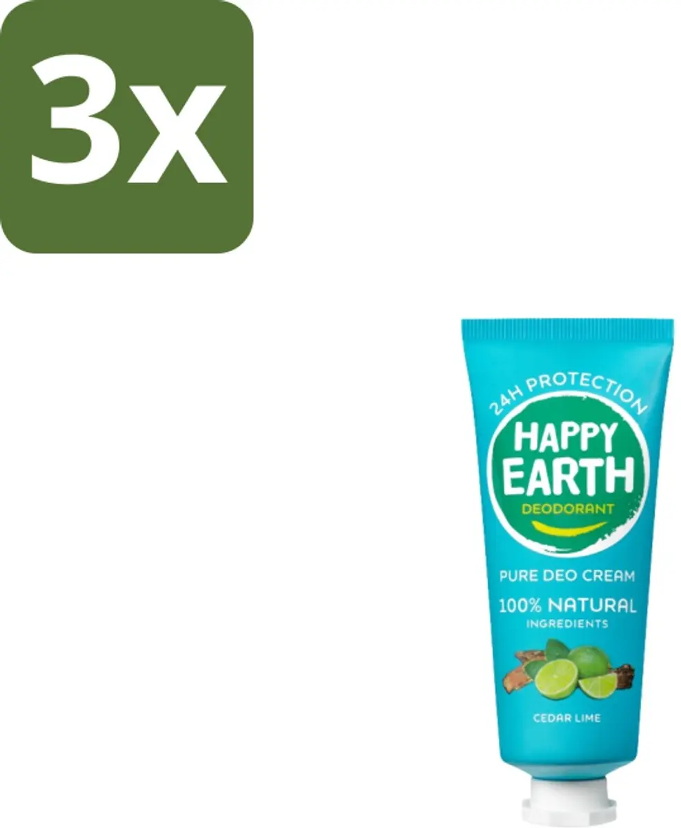 Happy Earth Deodorant Cream Cedar Lime 40ml
