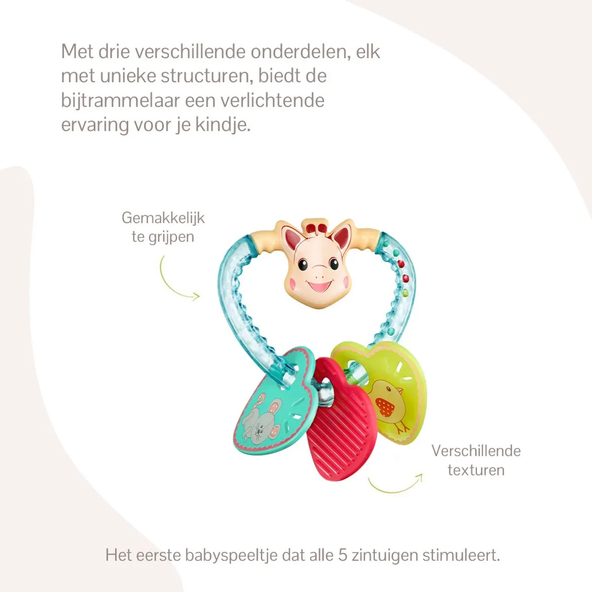 Sophie de Giraf Heart Bijtring/Rammerlaar - Blauw/Rood/Geel