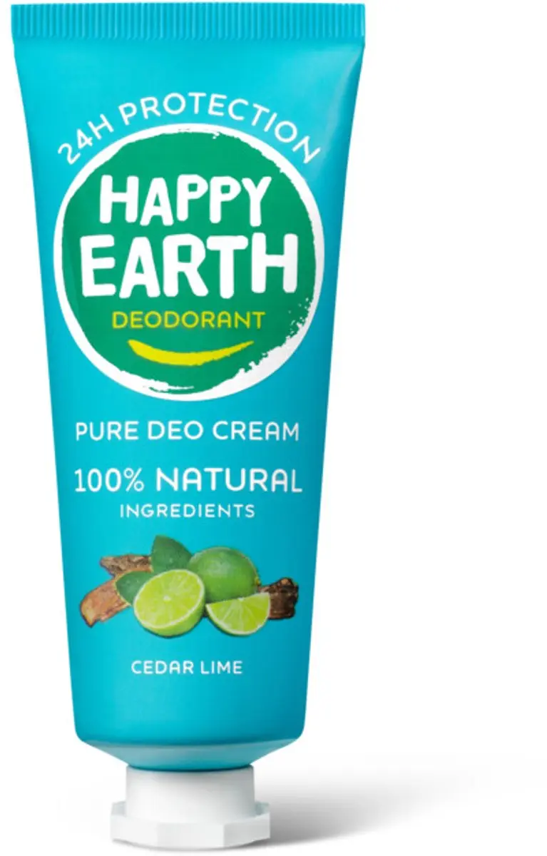 Happy Earth Deodorant Cream Cedar Lime 40ml - 12 Stuks