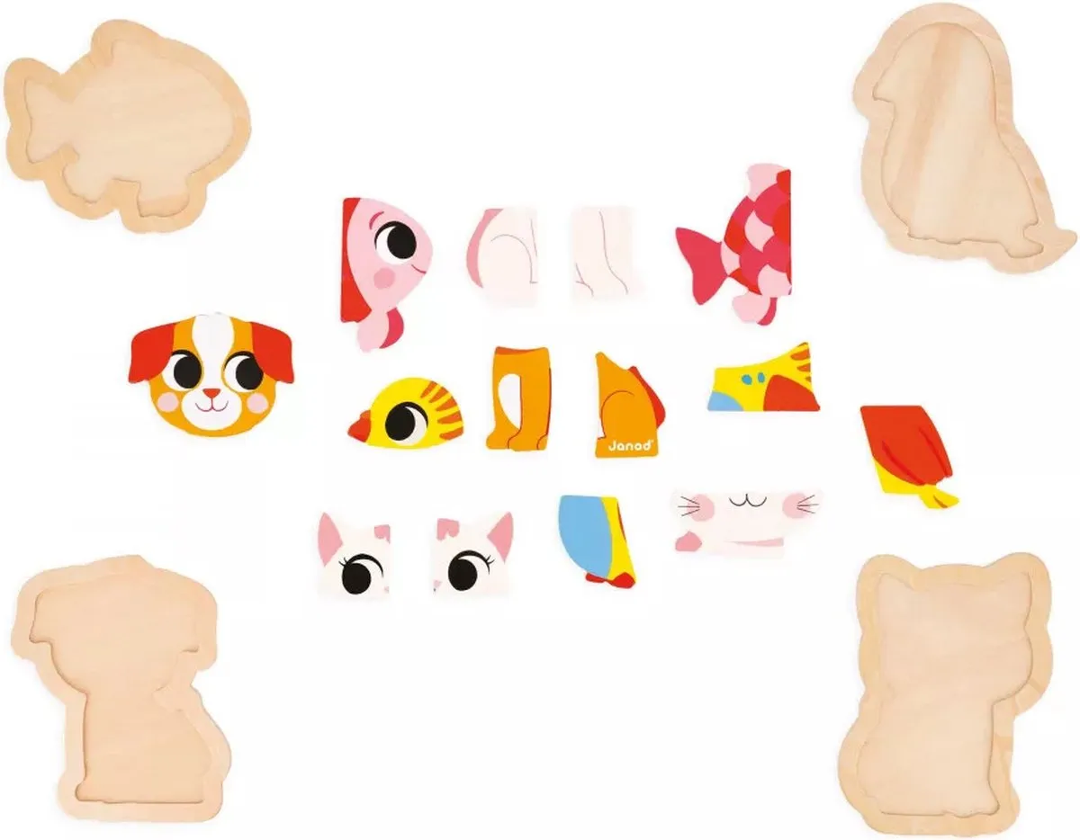 Janod Houten Puzzelset Huisdieren 7115 - 14 Stukjes - afbeelding 6 van 6